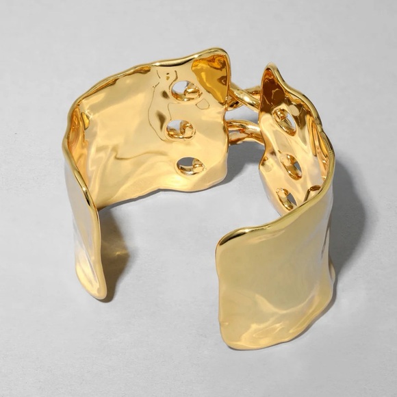 ALEXIS BITTAR• Solanales Gold Silver Crystal Lace Up Corset Cuff Bracelet - Picture 7 of 8